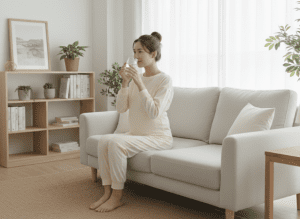 postpartum mum drinks water