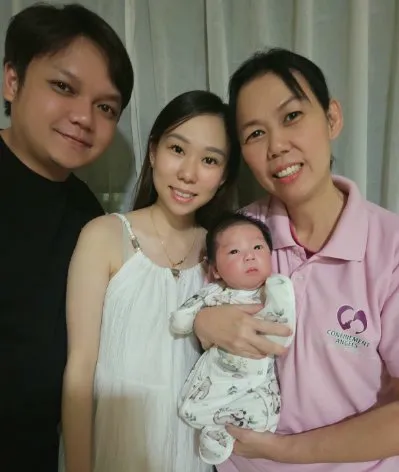 Kate CA844 with satisfied family, confinement nanny Singapore review